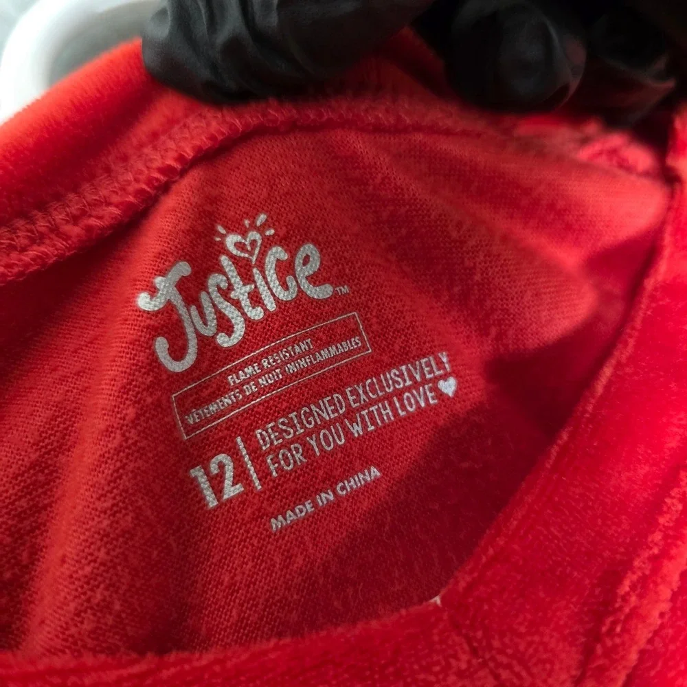 Justice Graphic Tops Girls Size 12 Red White Fair Christmas‎ Hope Sequin 2pc